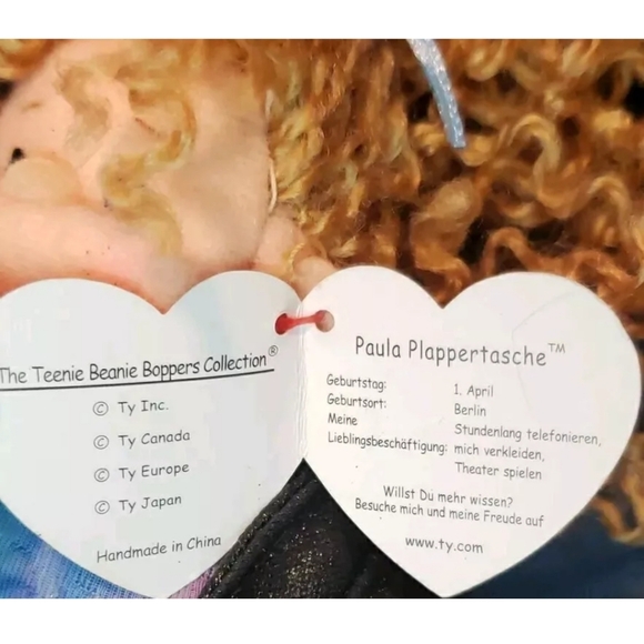 Vtg Ty Teenie Beanie Boppers Paula Plappertasche Posable 2002 With Ty Tag - Picture 5 of 7